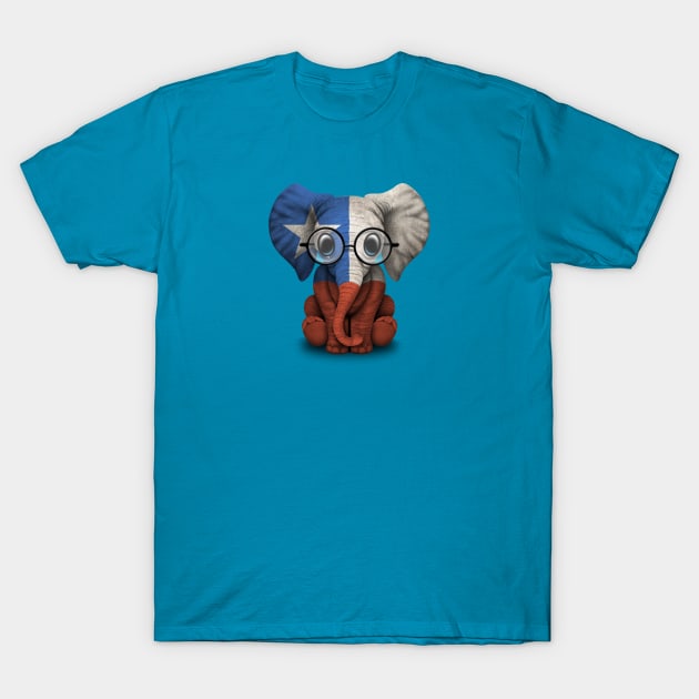 Baby Elephant with Glasses and Chilean Flag T-Shirt by jeffbartels